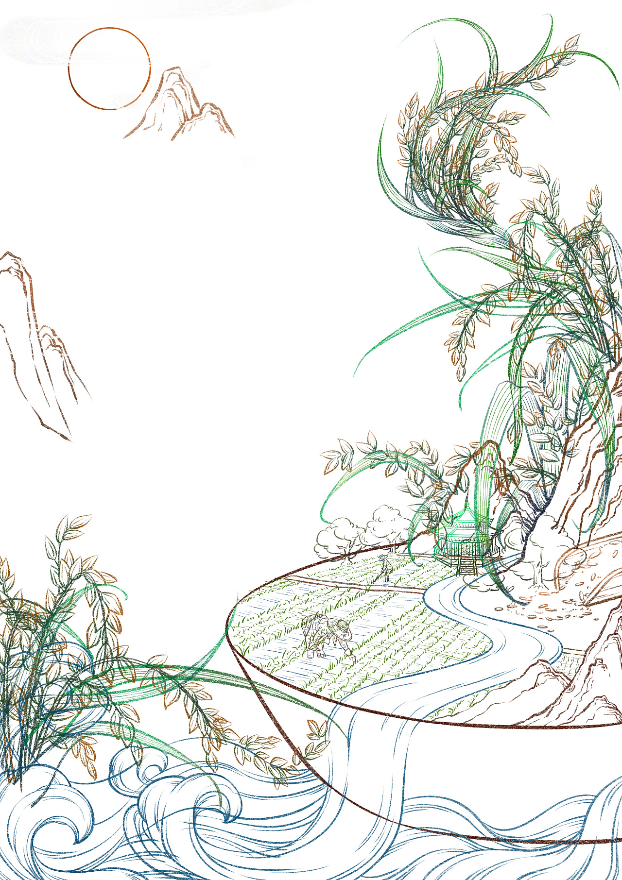 水稻,大米 包装插画设计