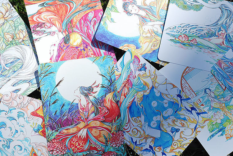 【镜花水月】主题明信片（图ZNTA0ODg1NTY=） - 商业插画 - 站酷设计师殷尧原创素材 - 站酷ZCOOL