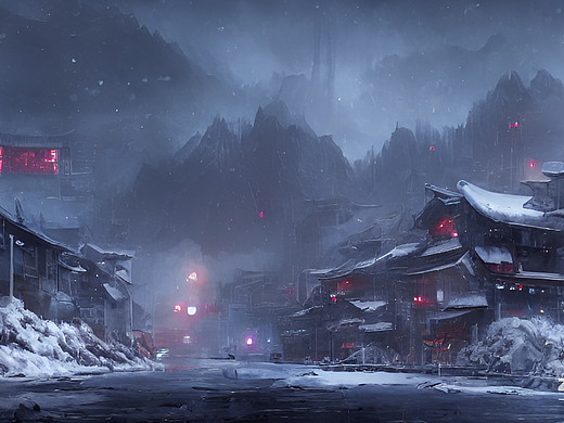 #AI创作实验室#千山暮雪，流行趋势，ArtStation趋势，
