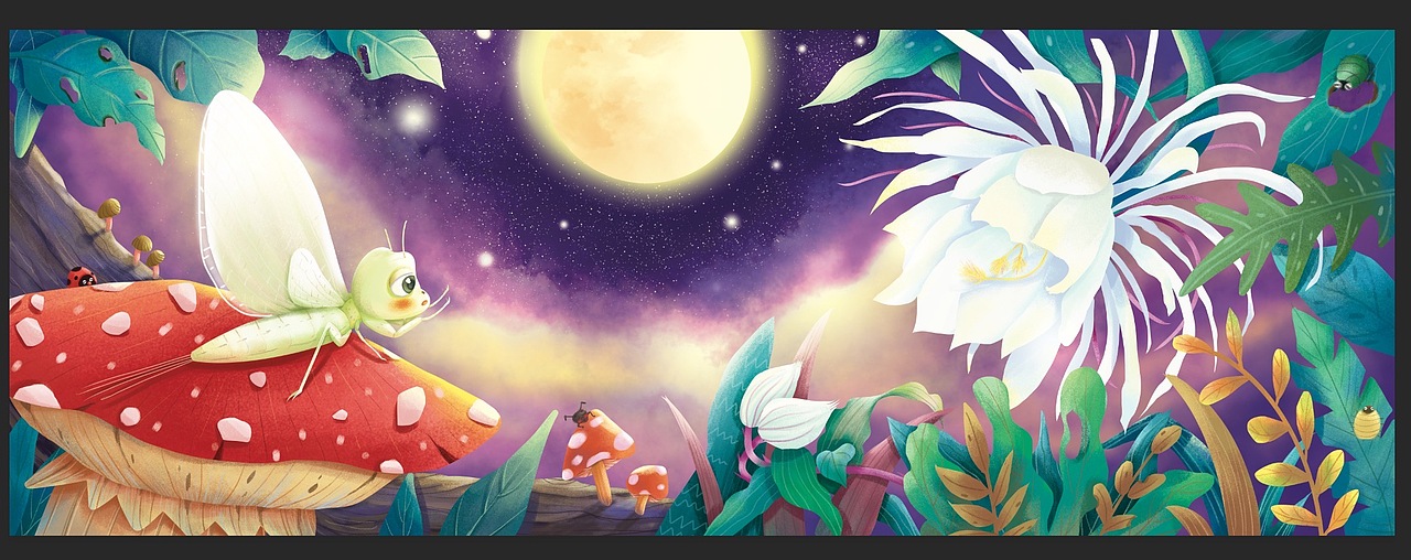 蜉蝣儿童绘本插图