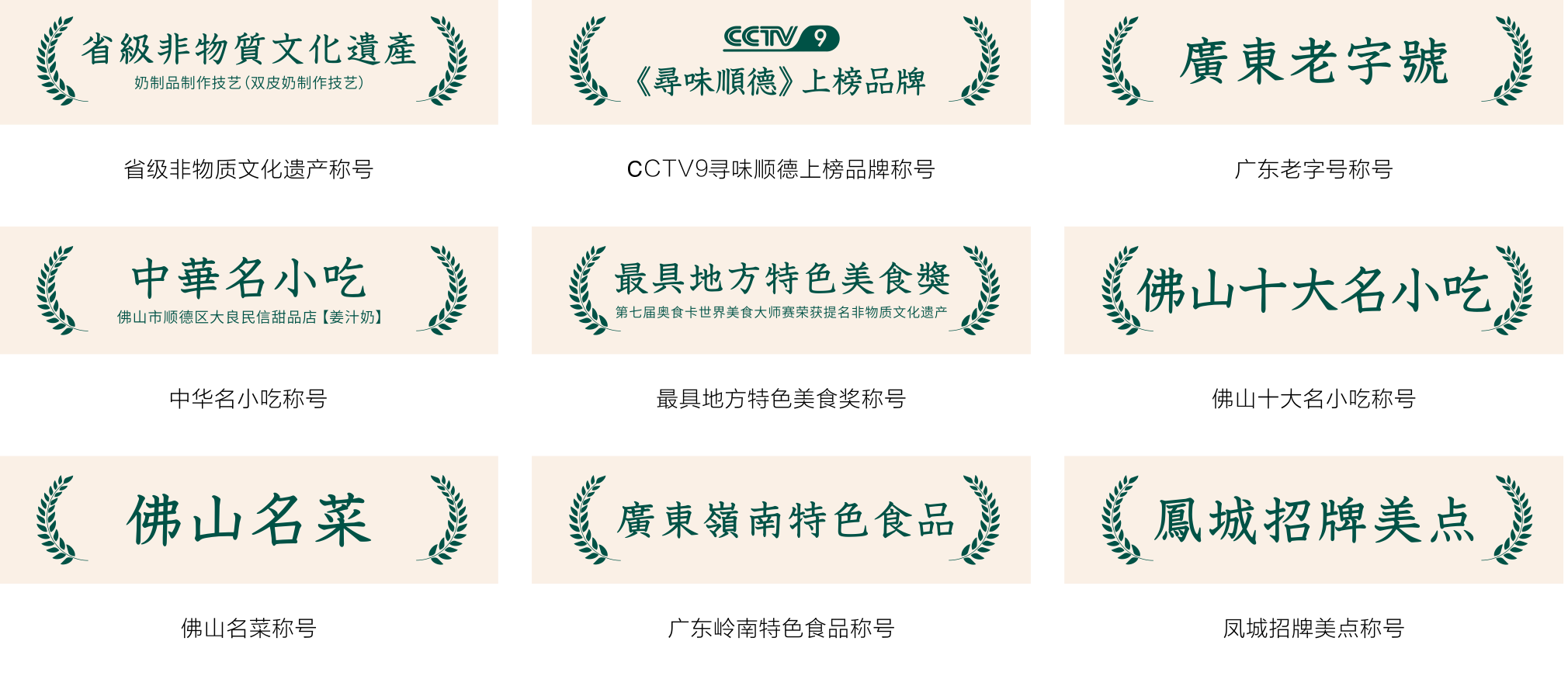 其它荣誉呈现
<br>· 品牌元素梳理 ·<br>在执行品牌延展工作中,我们从三个维度呈现民信:一是对顺德文化的描述,二是对民信的产品描述,三是打造民信的IP形象——第三代传人董毅莹的平面形象,全面立体地塑造民信。<br>① 前期收集到许多顺德文化的历史/关键词:凤城/清晖园/桑基鱼塘/顺峰山公园牌坊/香云纱/缫丝/自梳女/龙舟,经过深入了解与筛选,我们提取了关键词:凤城;