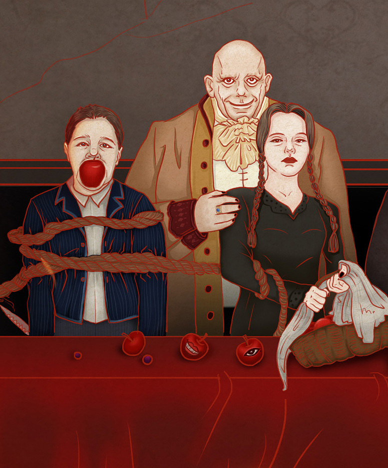 插画练习 亚当斯一家