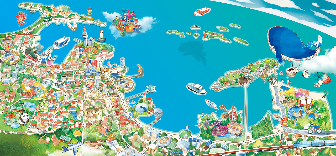 水彩版本的烟台旅游手绘地图烟台/插画师/5年前/8295浏览冯淼