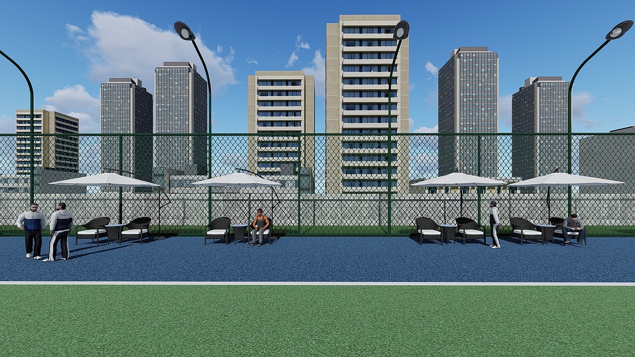 楼顶网球场空间设计 户外广告设计