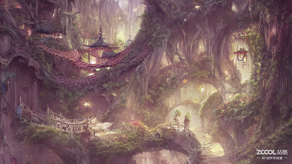 #AI创作实验室#仙气建筑（图ZMzIwMjE1MzY0） - AI作品 - 站酷设计师榛子的甄原创素材 - 站酷ZCOOL