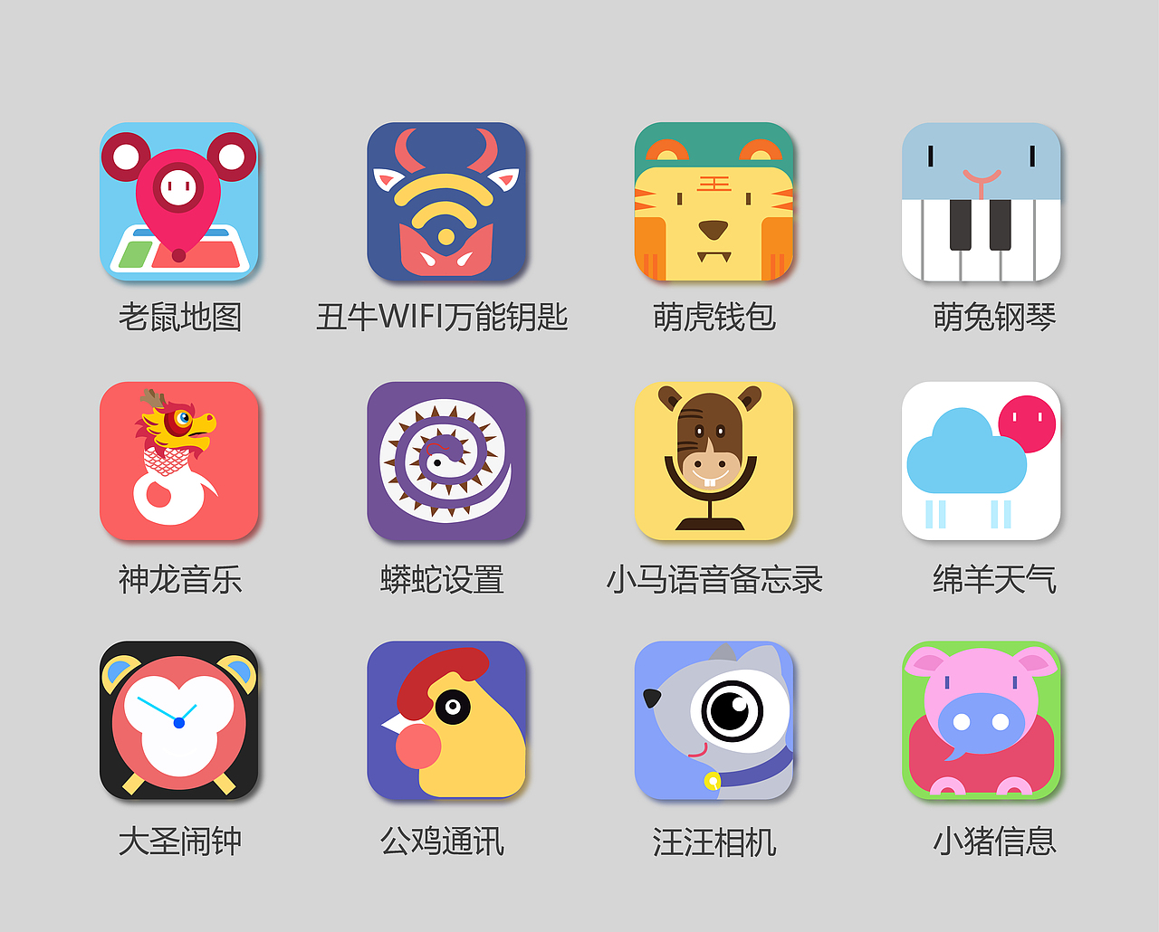十二生肖手机APP图标设计（图ZMTk0MzIxNjU2） - 图标 - 站酷设计师彼得猫先生原创素材 - 站酷ZCOOL