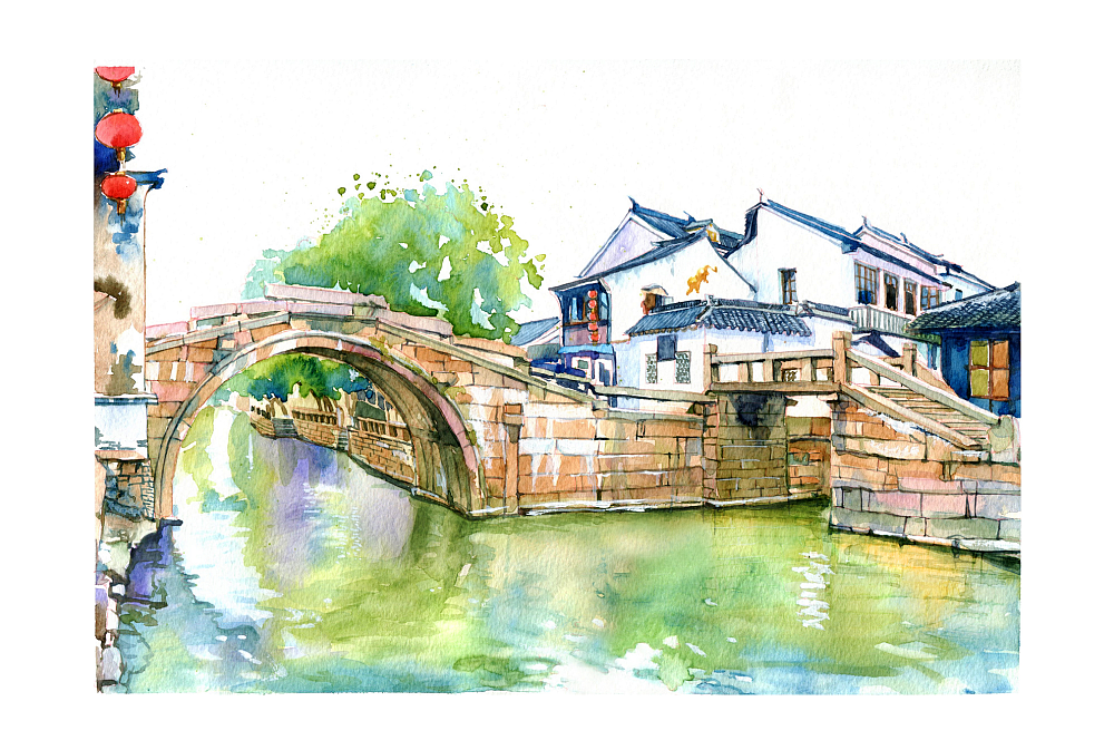 手绘城市系列——《手绘周庄》