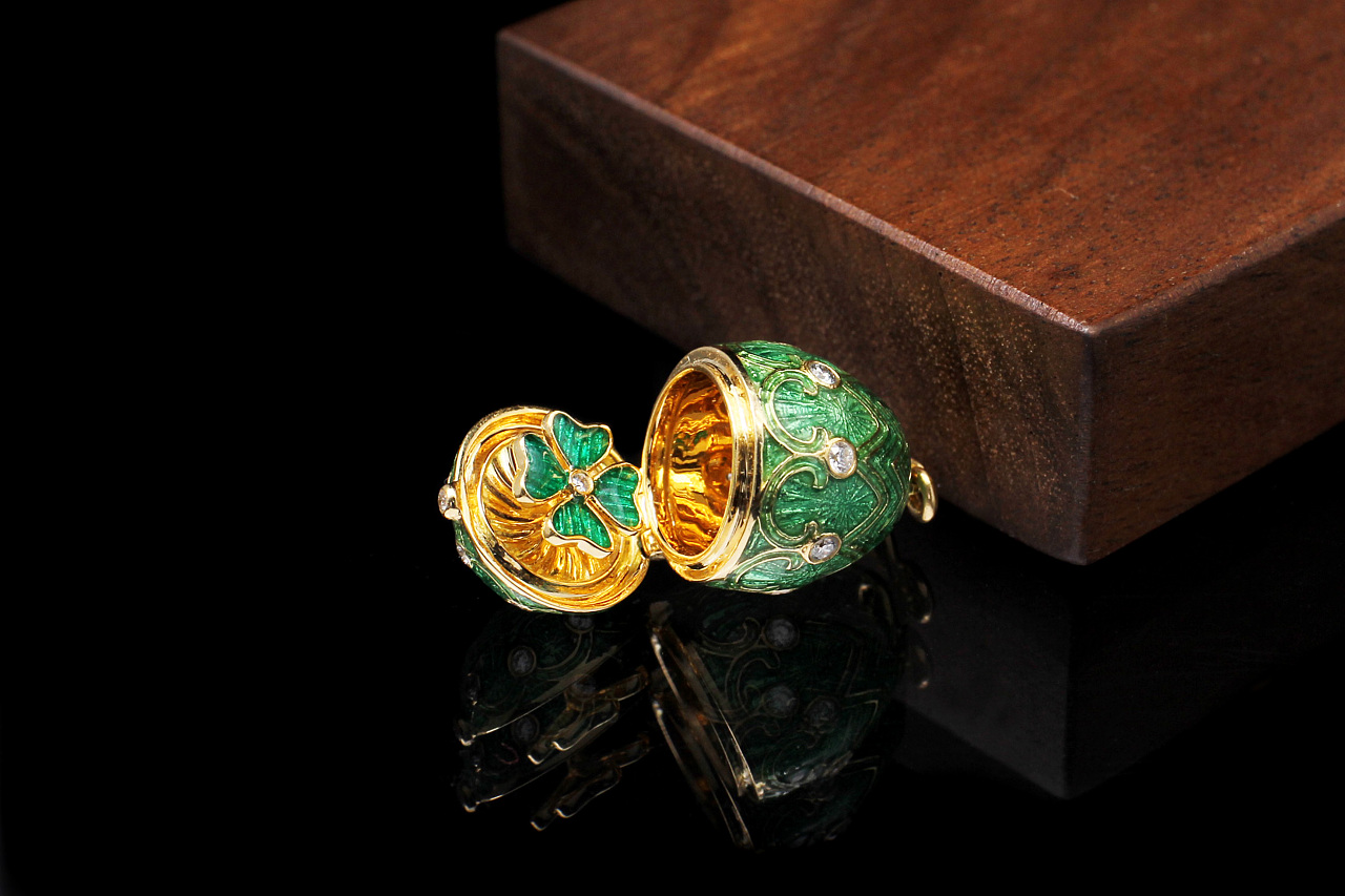 珠宝摄影 吊坠 日本制高温珐琅七宝烧18k金