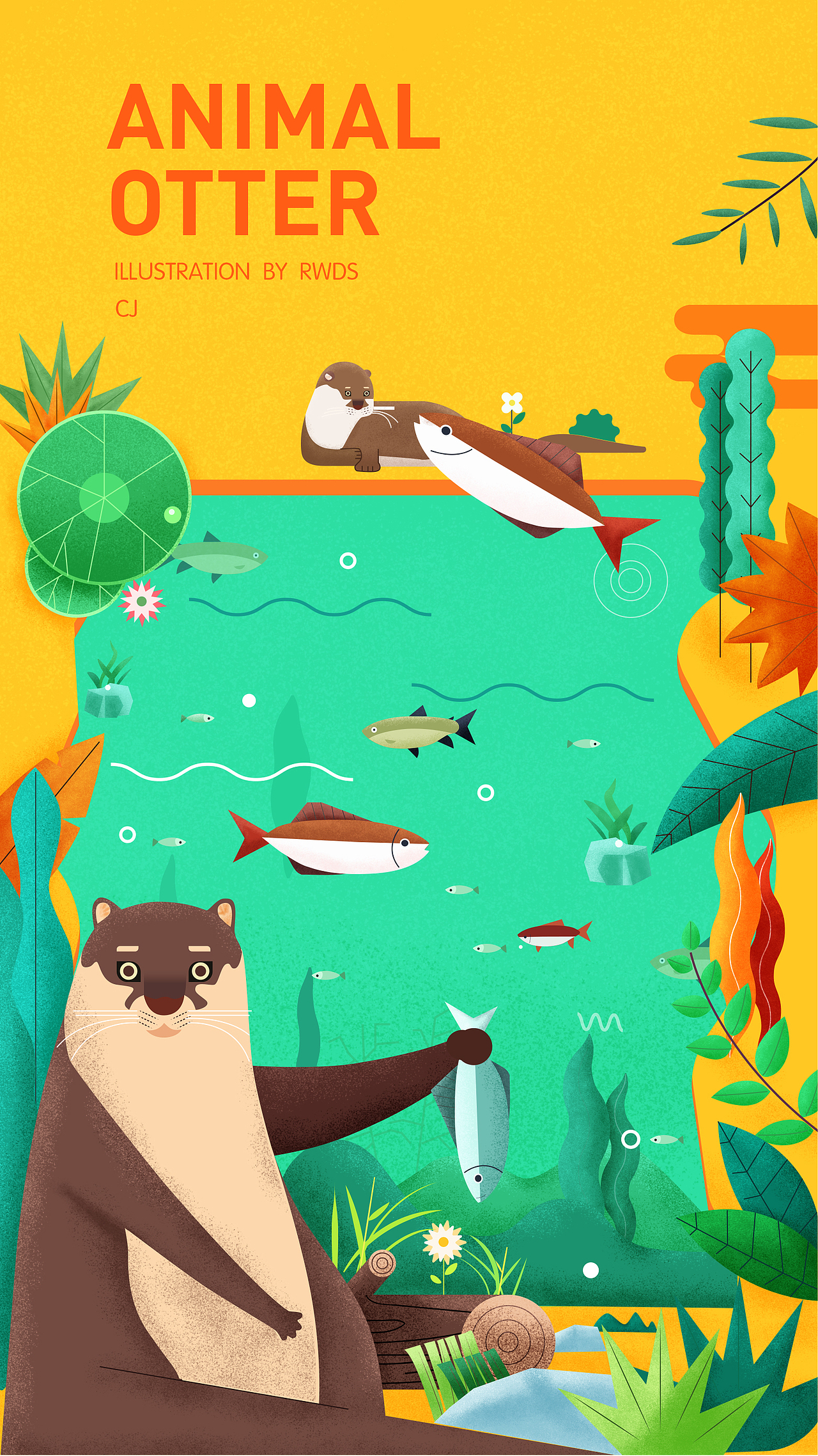 水獭乐园—插画临摹（图ZMjYwNTU0ODY0） - 闪屏/壁纸 - 站酷设计师兮兮芽原创素材 - 站酷ZCOOL