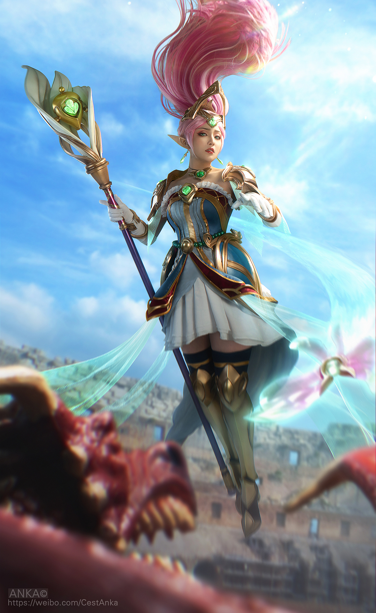 英雄联盟风女皮肤:女帝·迦娜 cosplay合成摄影后期