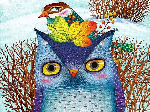 猫头鹰插画作品