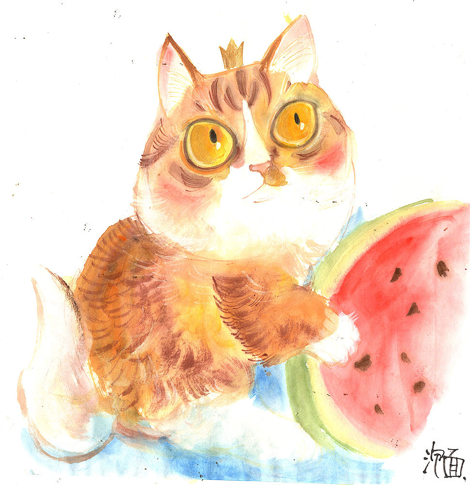 假装是写意 毛笔画猫咪