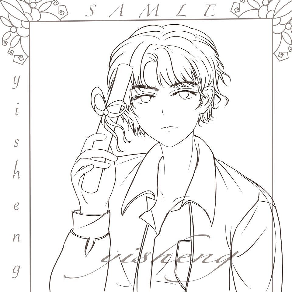 今天是痞帅痞帅呢男老师线稿噢