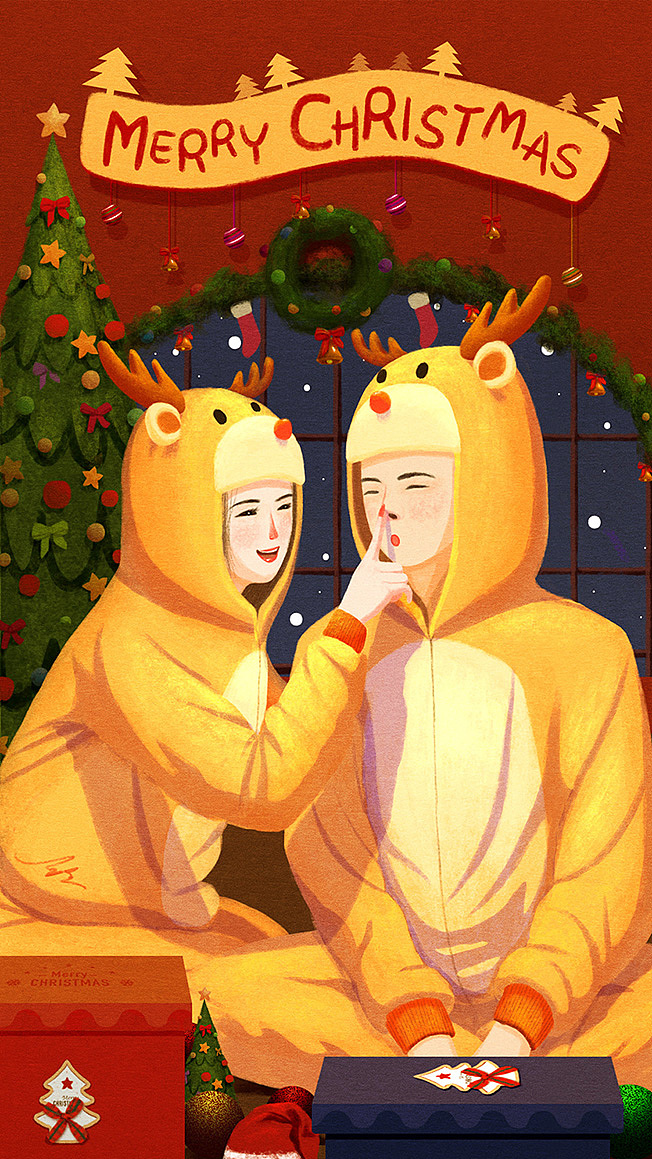 圣诞节的姑娘们（图ZMTM5ODI5Nzgw） - 创作习作 - 站酷设计师豆豆爱吃豆原创素材 - 站酷ZCOOL