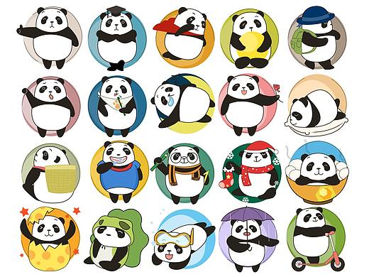 扁平化插画 熊猫头像