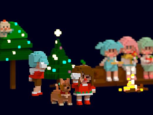 MagicaVoxel我的圣诞节主题方块小世界