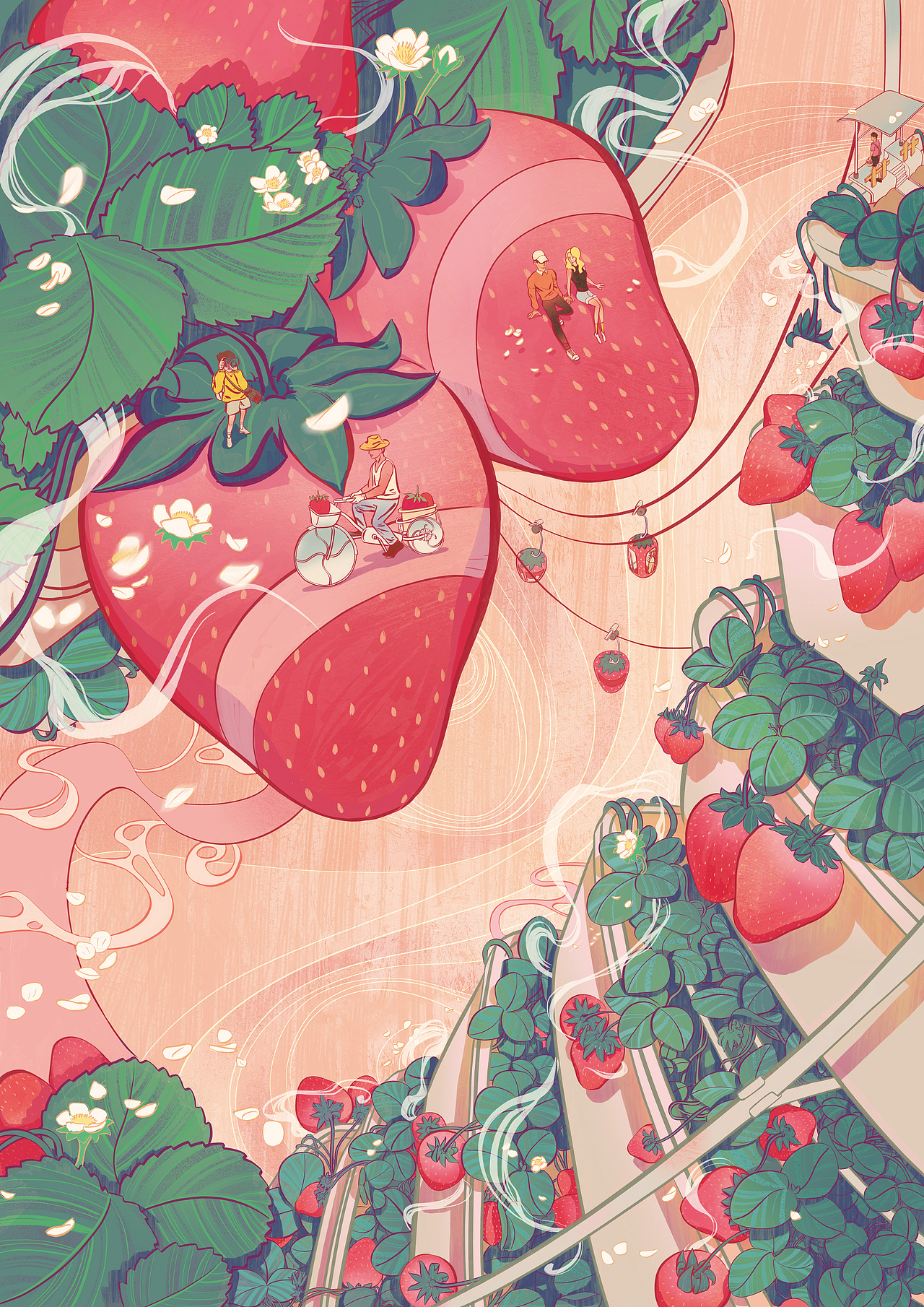 插画-草莓天瀑|插画|创作习作|开阳song_原创作品-站酷zcool