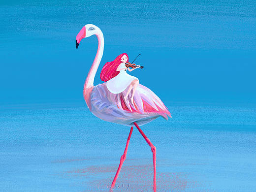 梦--火烈鸟与拉提琴的小女孩