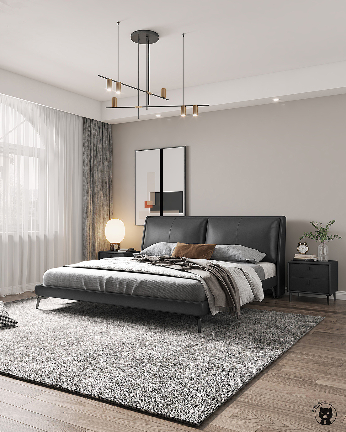 深色系的简约卧室|三维|场景|设计师一猫 - 原创作品 - 站酷 (zcool)
