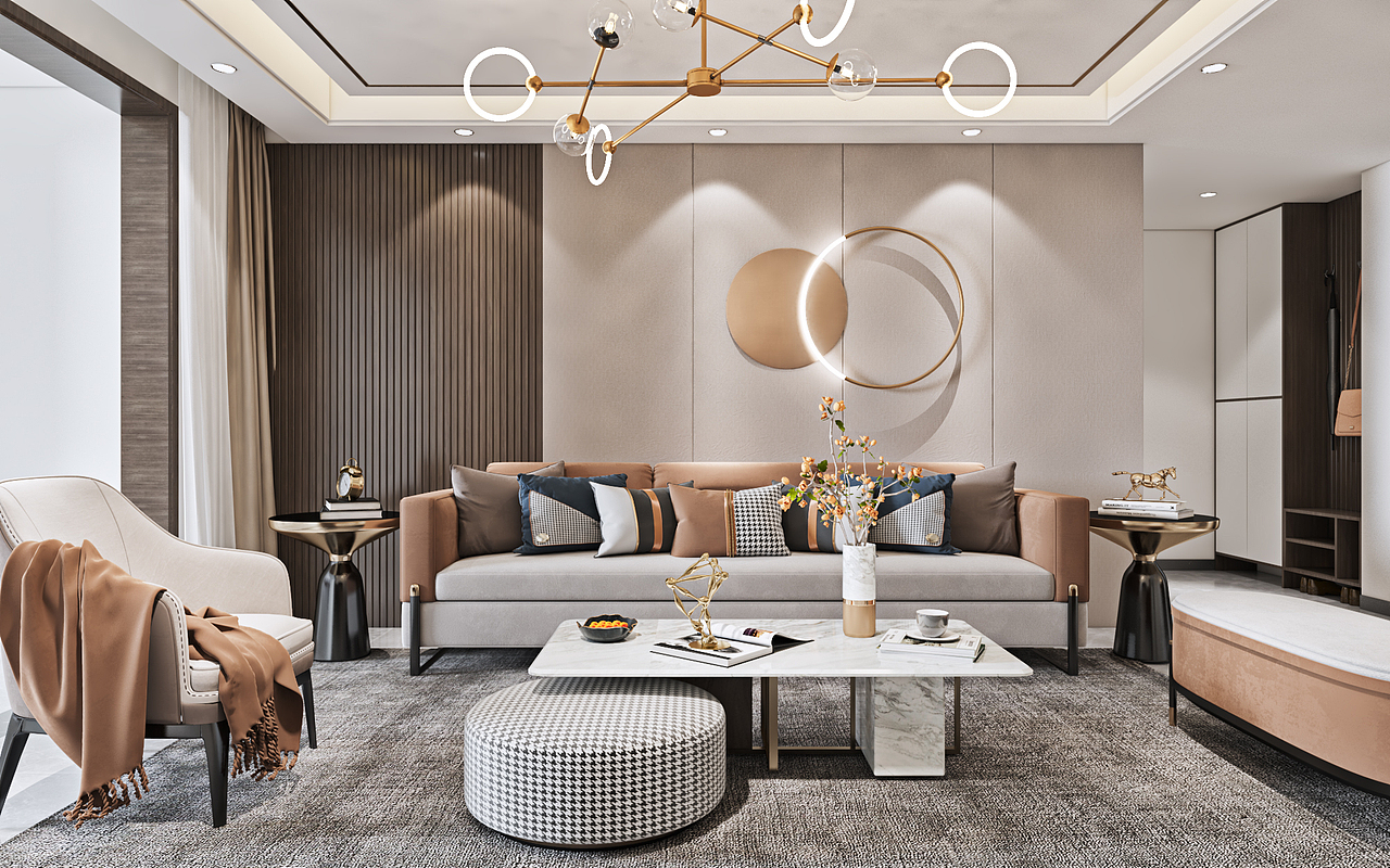 现代轻奢客餐厅#效果图