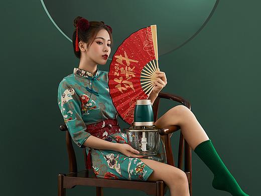 国潮风 绞肉机平面拍摄