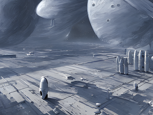 #AI创作实验室#宇宙科技建筑，机器人，飞船。