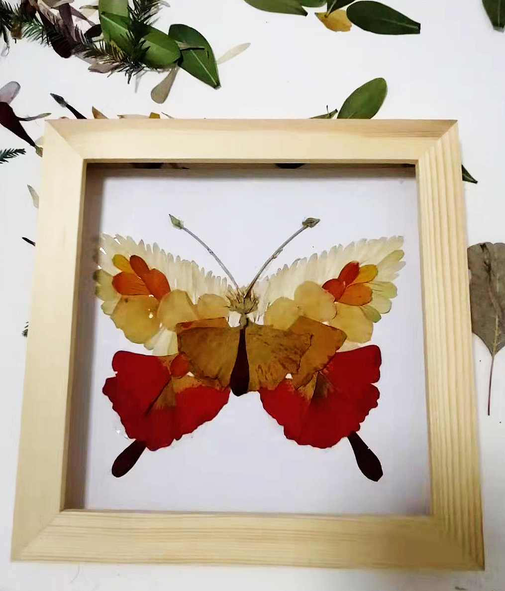 破茧成蝶花瓣贴画树叶贴画