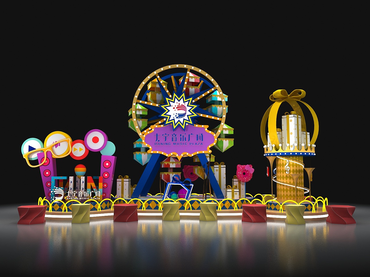 商场中庭展示美陈设计3d效果图