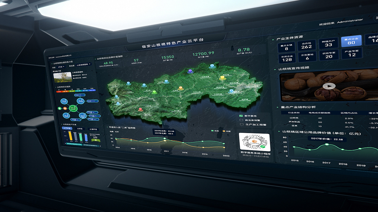 临安山核桃特色产业云平台大数据可视化