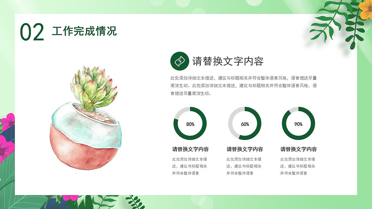 清新绿色春天你好月季度工作汇报PPT模板
