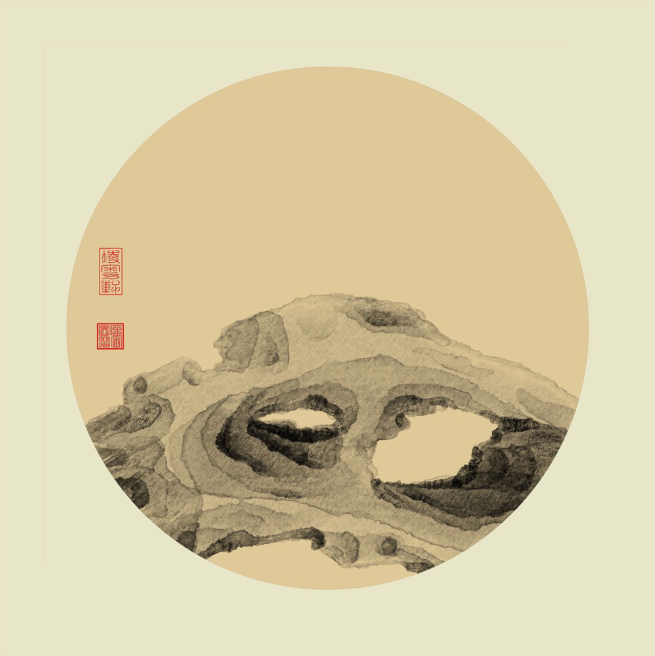 纯painter软件手绘,工笔太湖石  附带笔刷设置