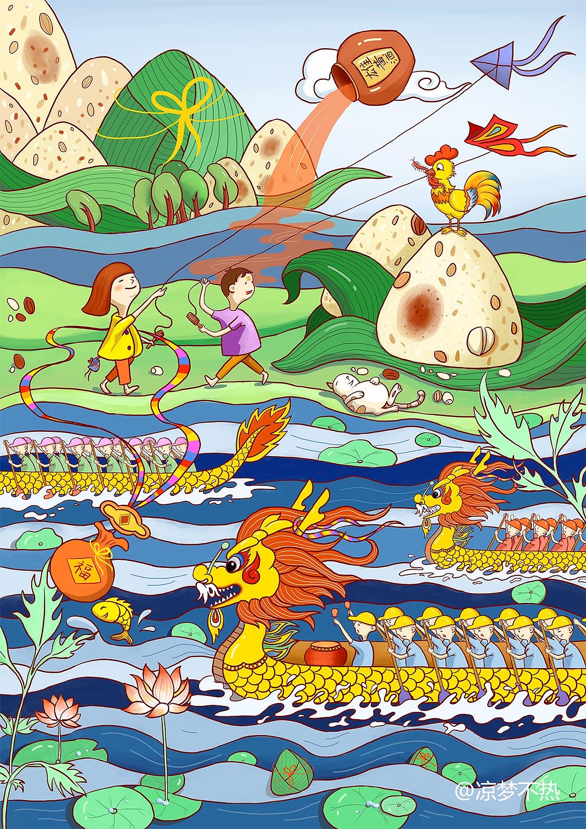 中国传统节日插画设计（图ZMjA4ODE5NDgw） - 创作习作 - 站酷设计师凉梦不热原创素材 - 站酷ZCOOL