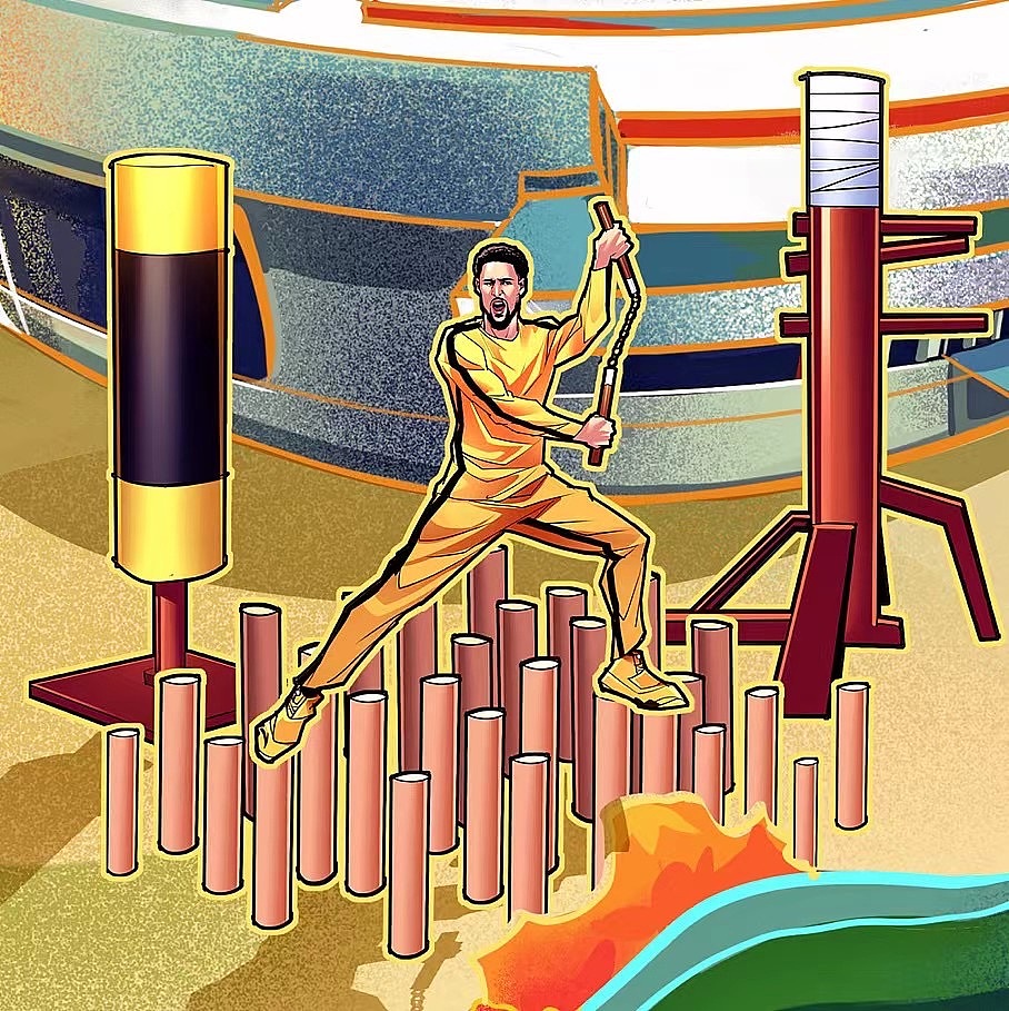 适逢20年是李小龙诞辰80周年,故以此致敬汤普森的偶像,在室外耍双节棍