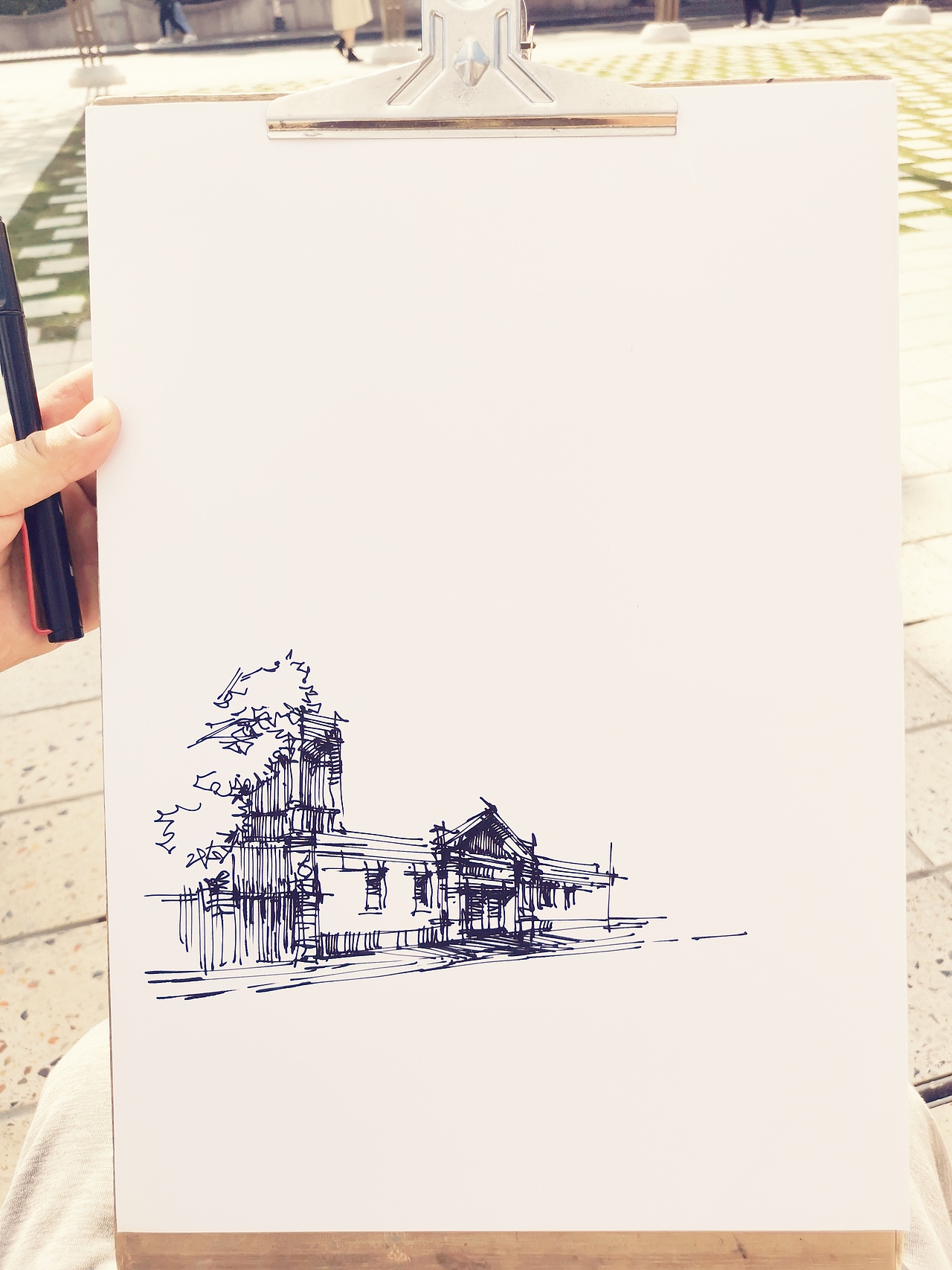 外滩钢笔速写建筑写生