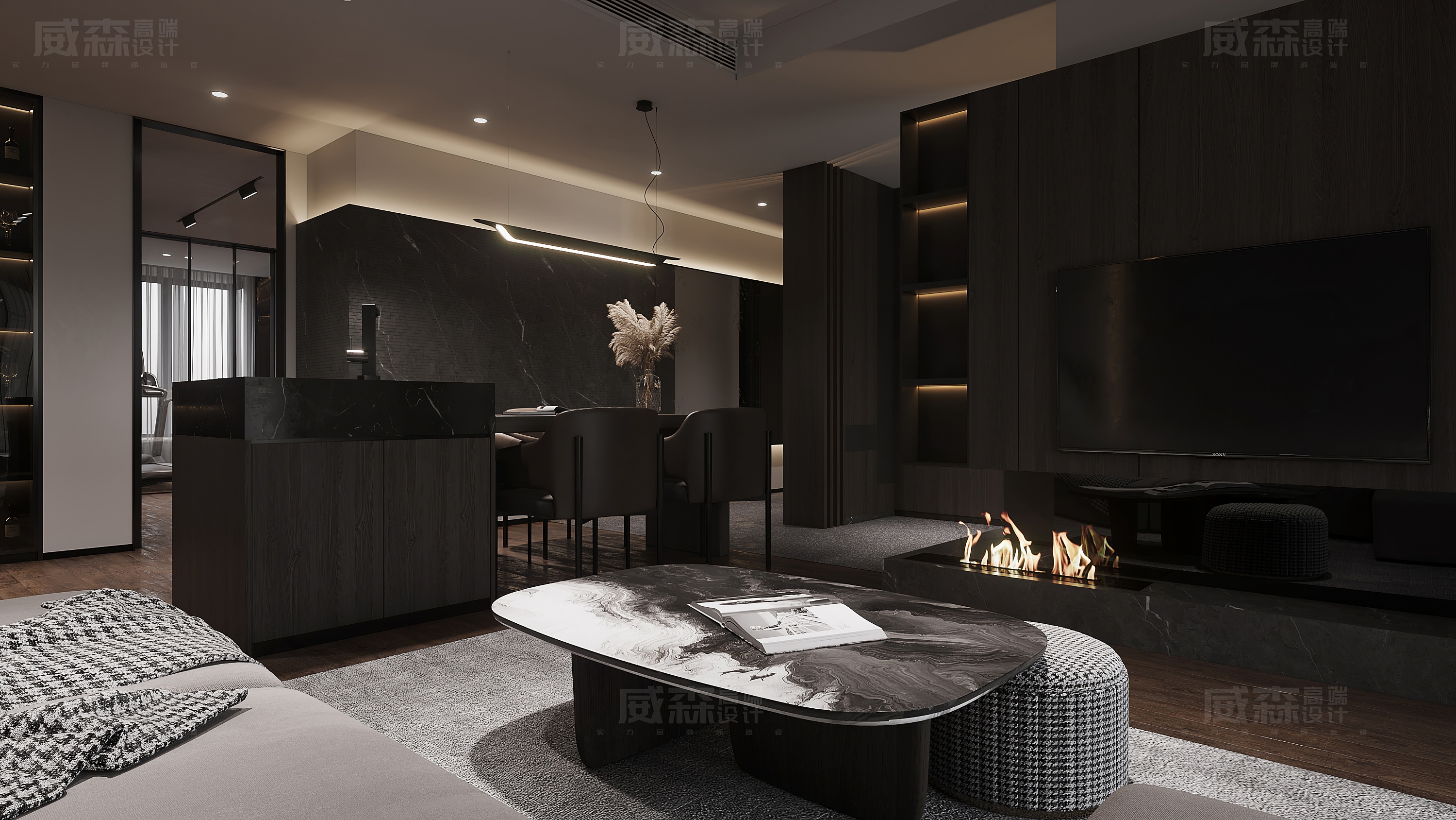 家装|高级黑 无主灯设计