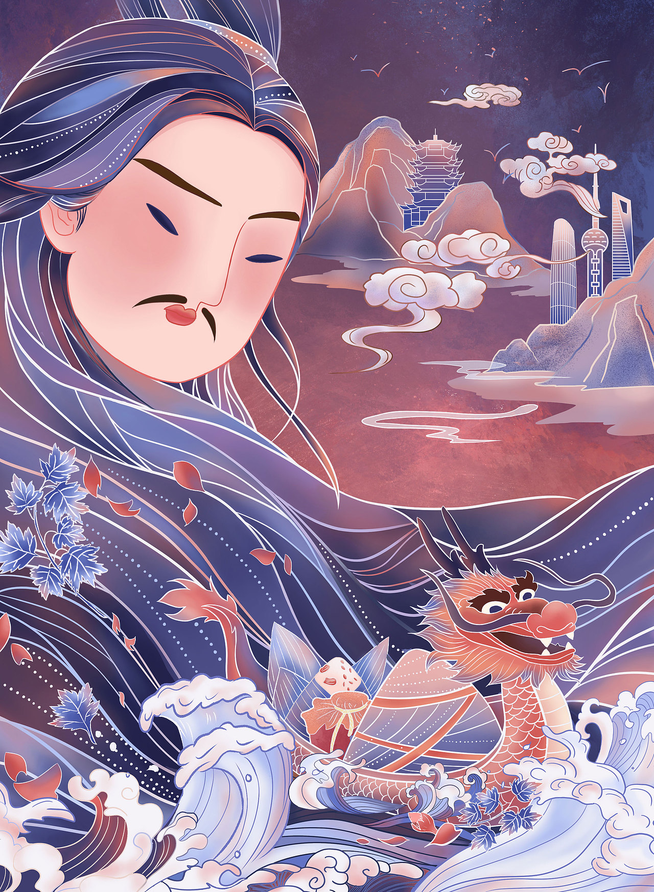 国风插画-端午节-人物