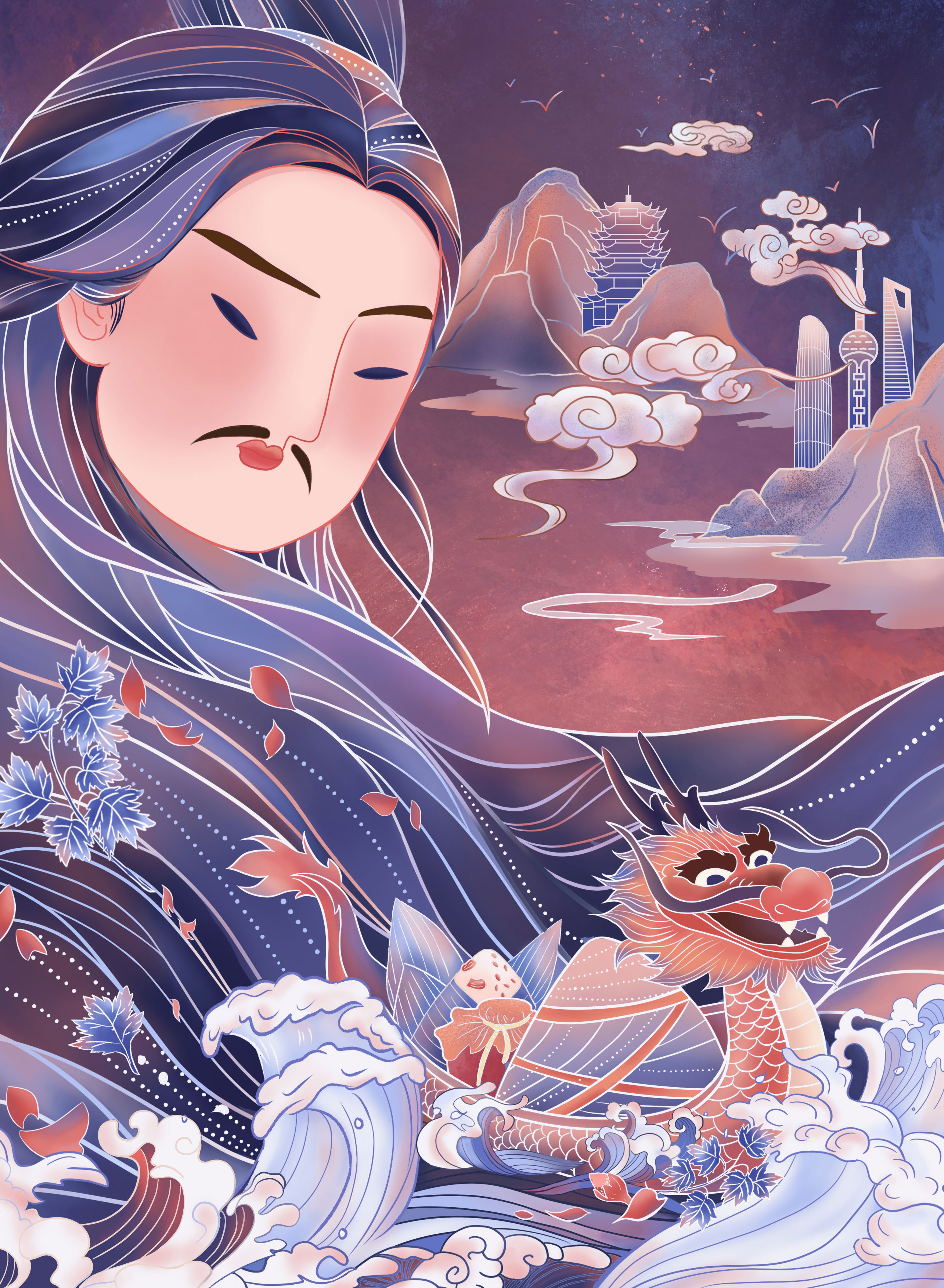 国风插画-端午节-人物