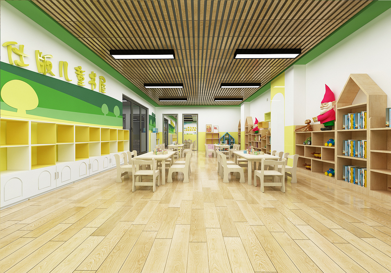 仕版儿童书屋暖色调现代风3d设计效果图