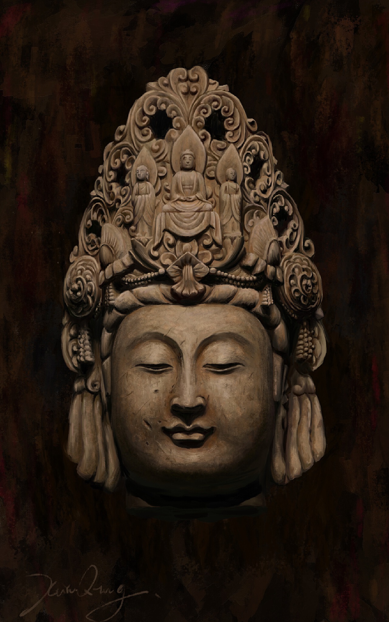 51BidLive-[White Jade Stone Carved Buddha Head from Northern Wei 北魏汉白玉石雕佛头]
