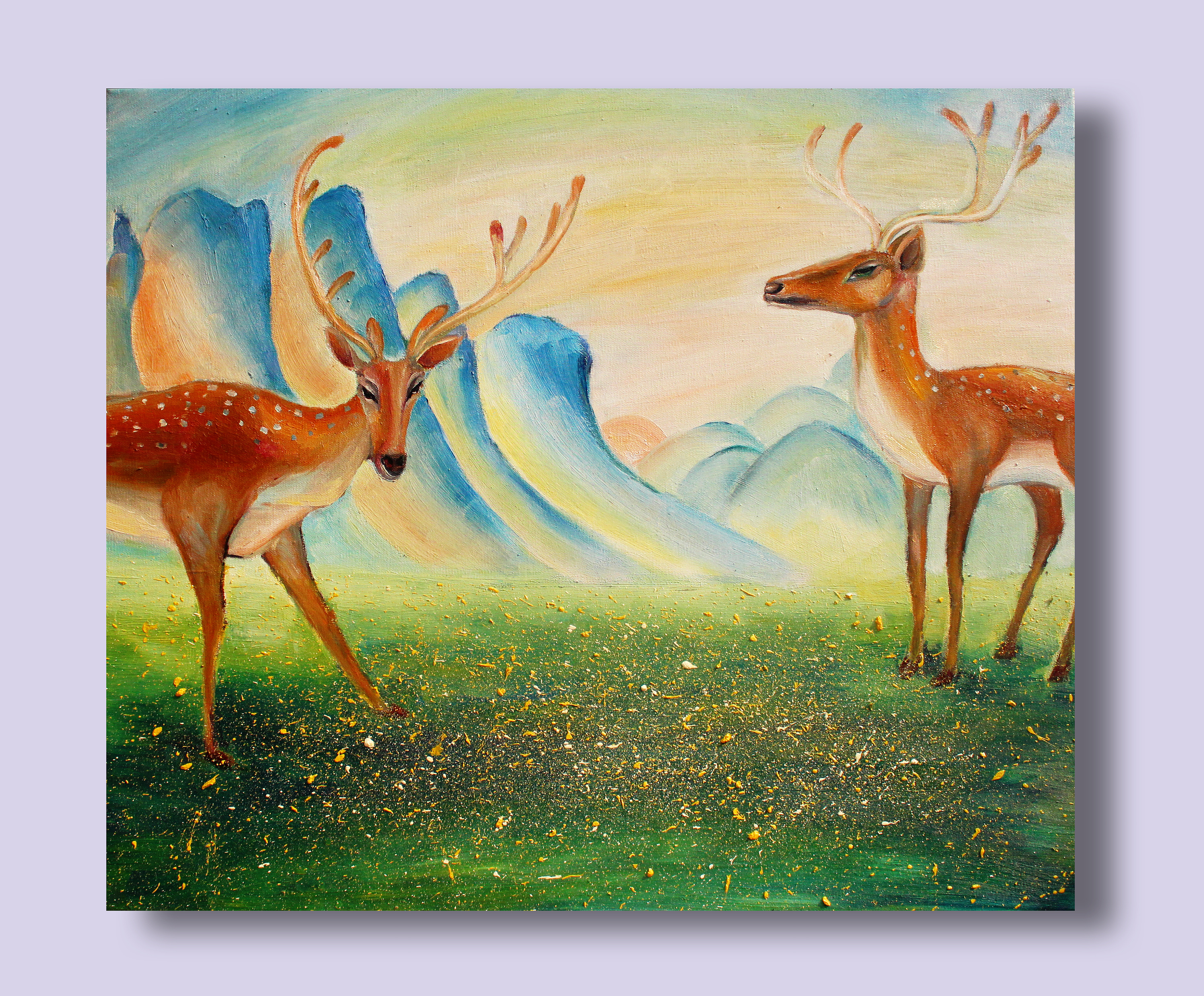 油画鹿装饰图案大全图片