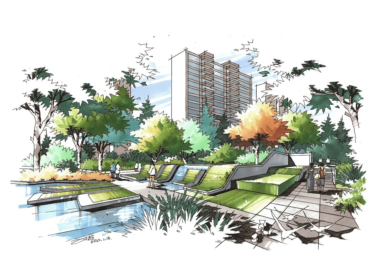 园林手绘设计优秀作品案例欣赏(一)