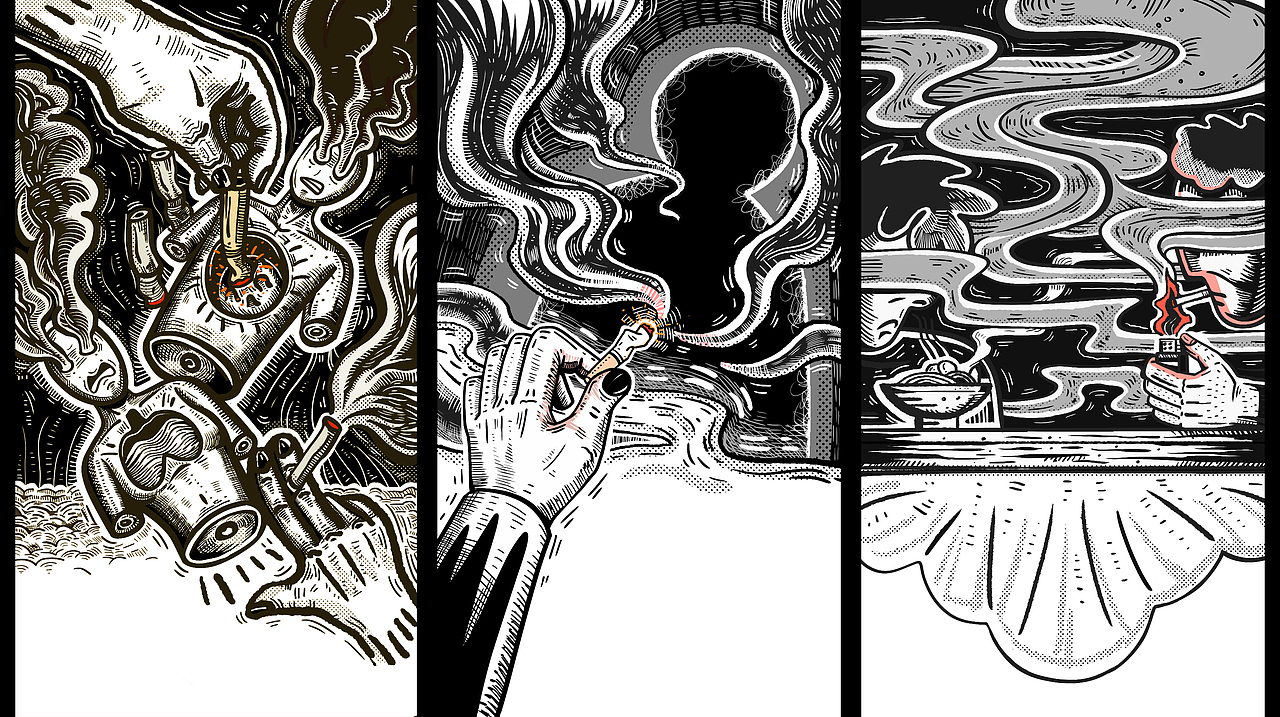 我的肺不是你的烟灰缸（图ZMjIwMzU2Mjgw） - 商业插画 - 站酷设计师Howlluoge原创素材 - 站酷ZCOOL