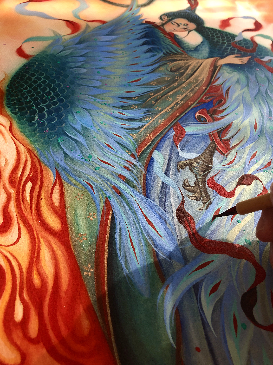 山海经系列之毕方(图ZMjY2MTU1OTQ0) - 艺术插画 - 站酷设计师发芽MsFarrah原创素材 - 站酷ZCOOL