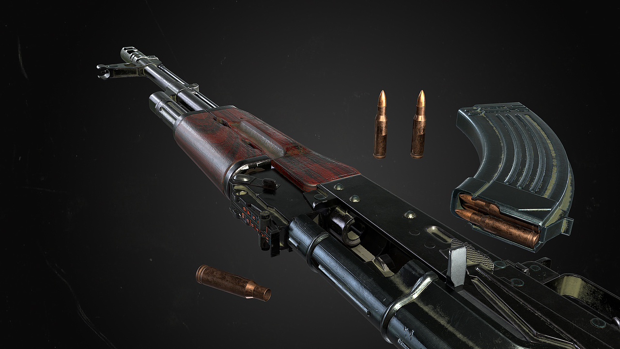 akm步枪八猴渲染ps出图