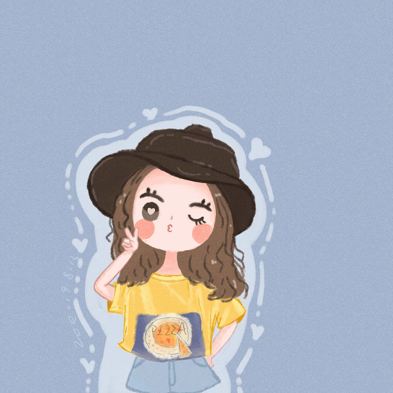 插画-头像 快乐女孩