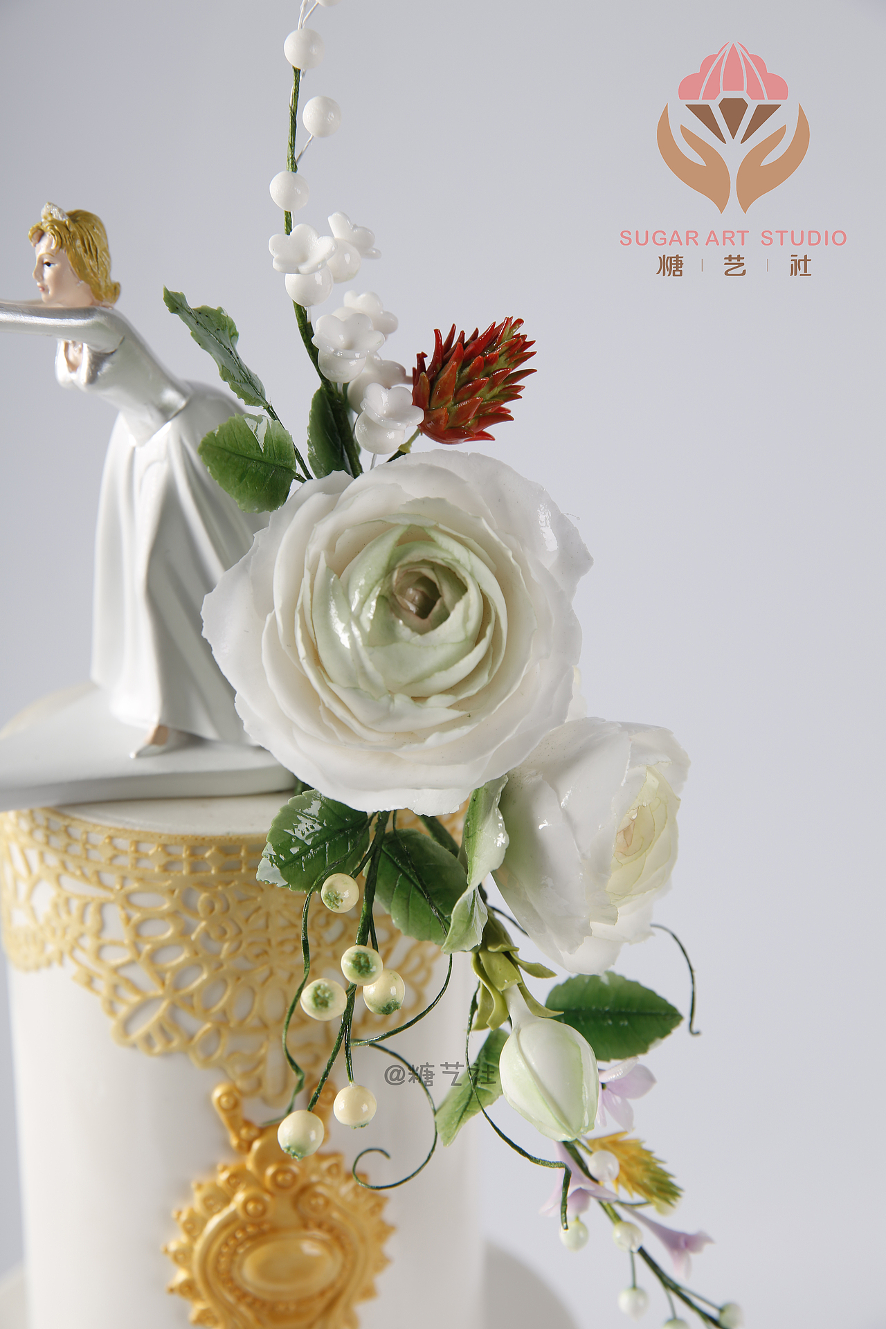 糖艺社翻糖蛋糕-翻糖/糖霜吊线技法-婚礼蛋糕作品（图ZMTQyNTY0MzQw） - 工艺品设计 - 站酷设计师糖艺社原创素材 - 站酷ZCOOL