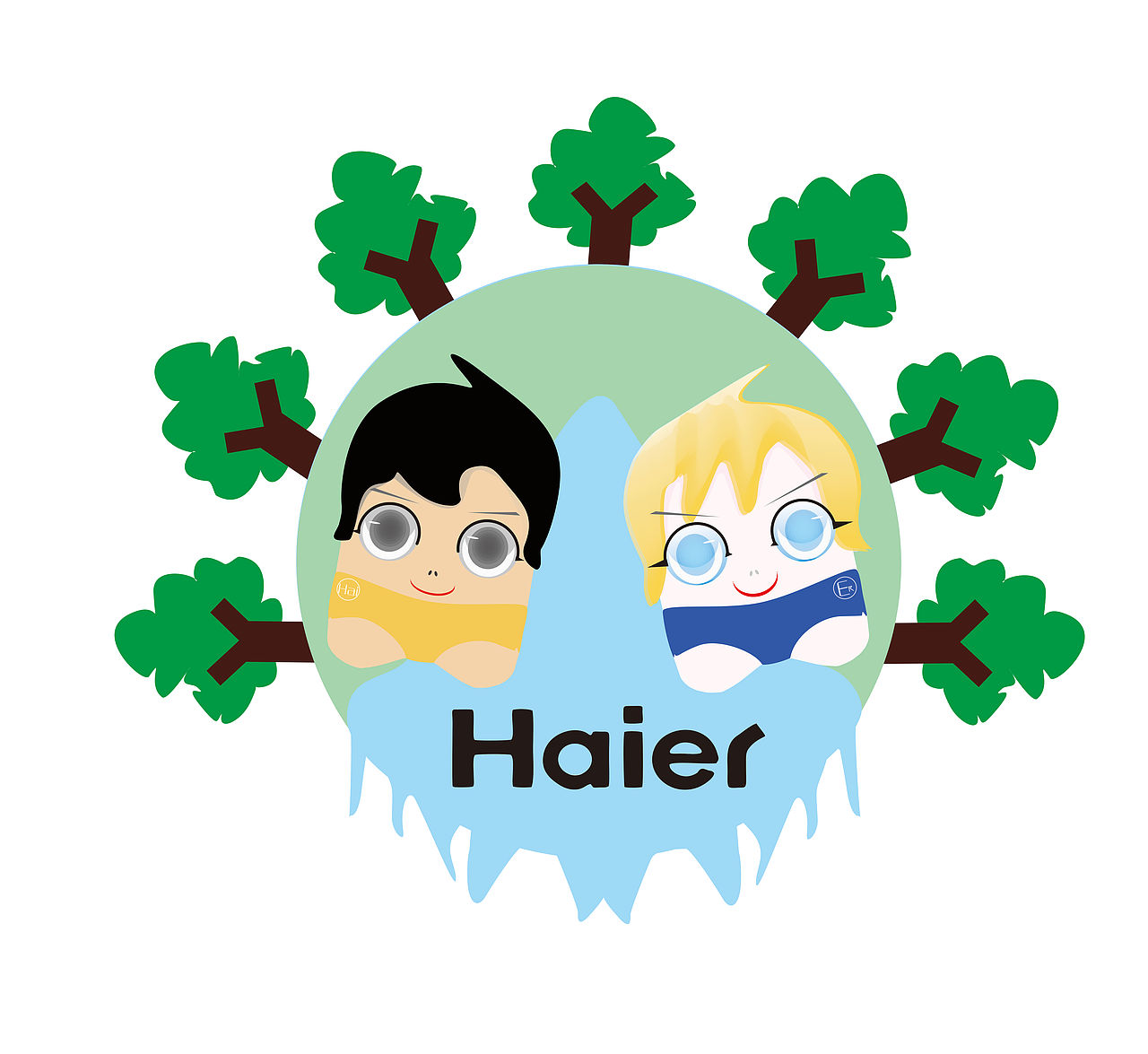 環(huán)保海爾兄弟（圖ZMTUxMzQwNzY=） - 商業(yè)插畫 - 站酷設計師mania原創(chuàng)素材 - 站酷ZCOOL