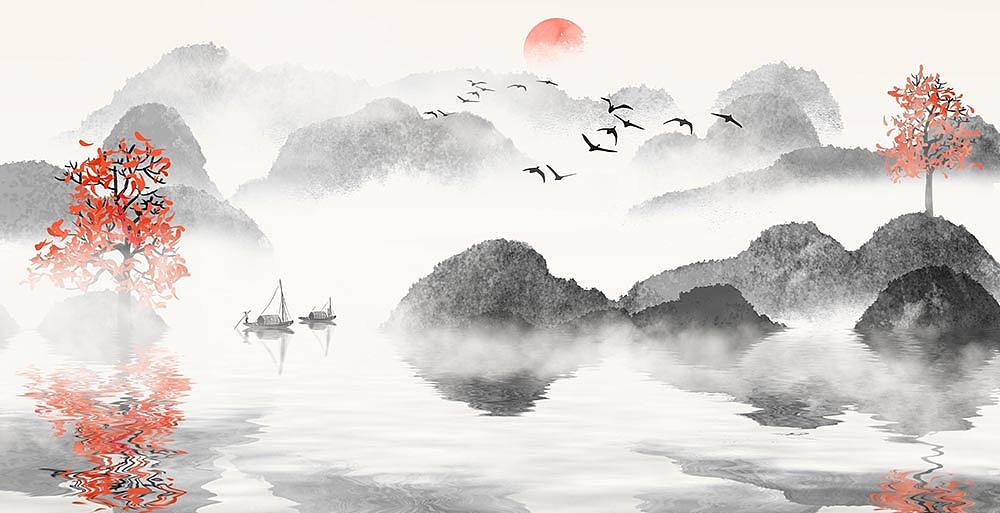 意境简约山水画（图ZMTk3NTAwMjky） - 商业插画 - 站酷设计师心灵艺坊原创素材 - 站酷ZCOOL