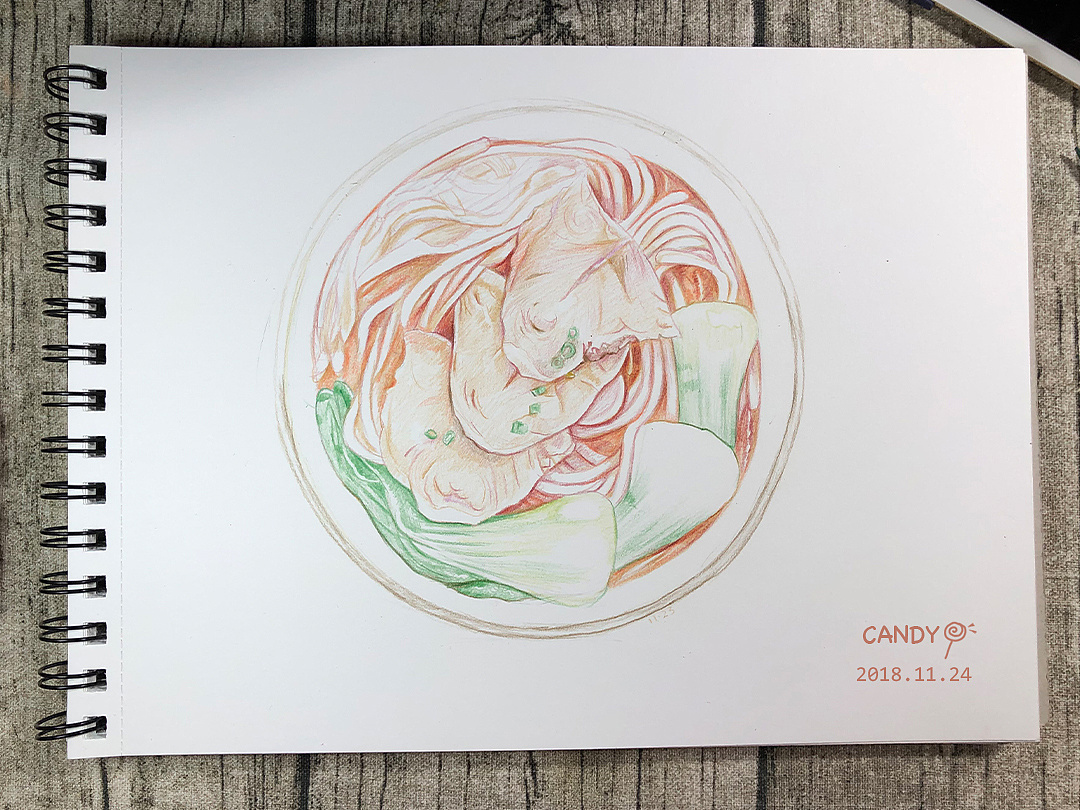 彩铅画重庆小面