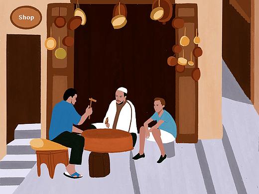 摩洛哥插画｜菲斯古城的市井气息